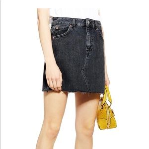 Topshop High Waisted Black Denim Mini